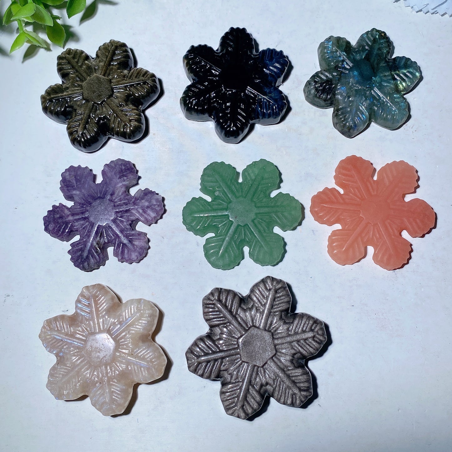 2.0" Mixed Crystal Snowflake Carvings Crystal Healing Bulk Wholesale