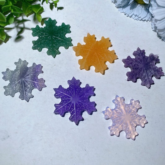 2.0" Mixed Crystal Snowflake Carvings Crystal Healing Bulk Wholesale