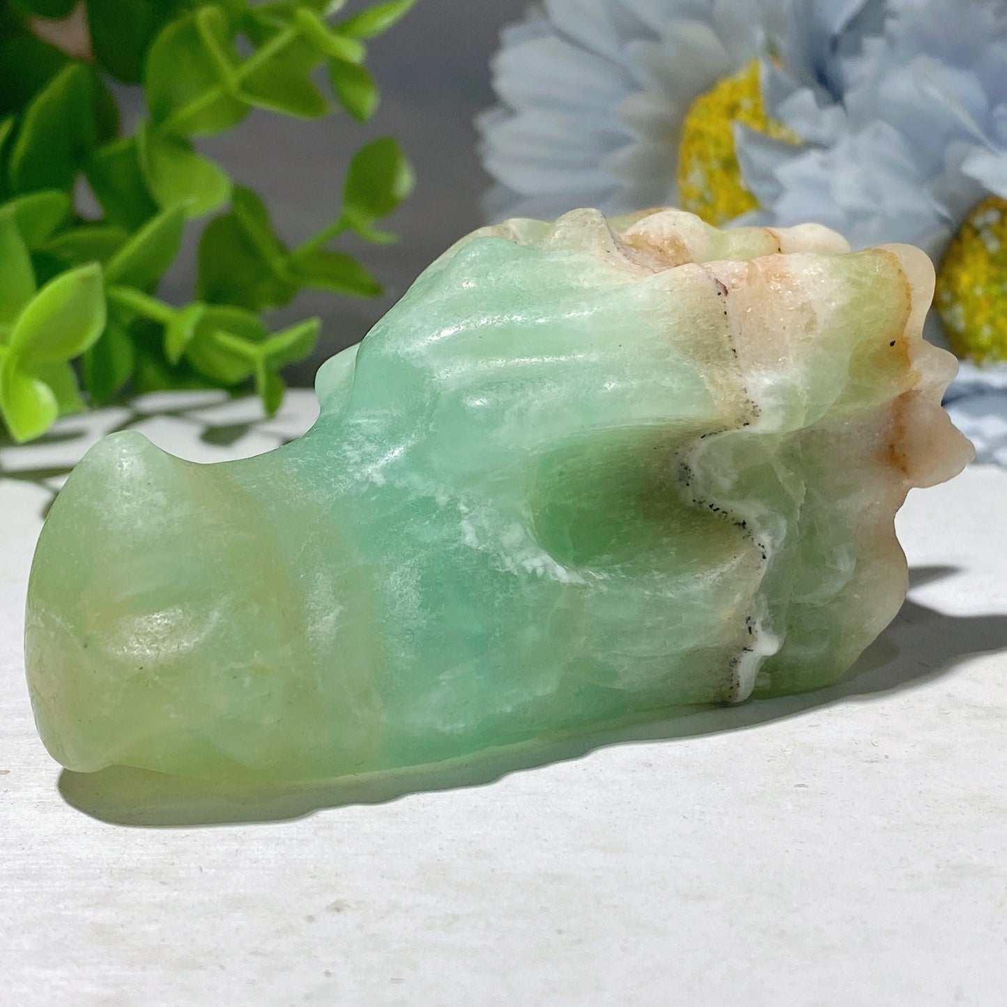2.8" Caribbean Calcite Dragon Head Carvings Crystal Healing Bulk Wholesale