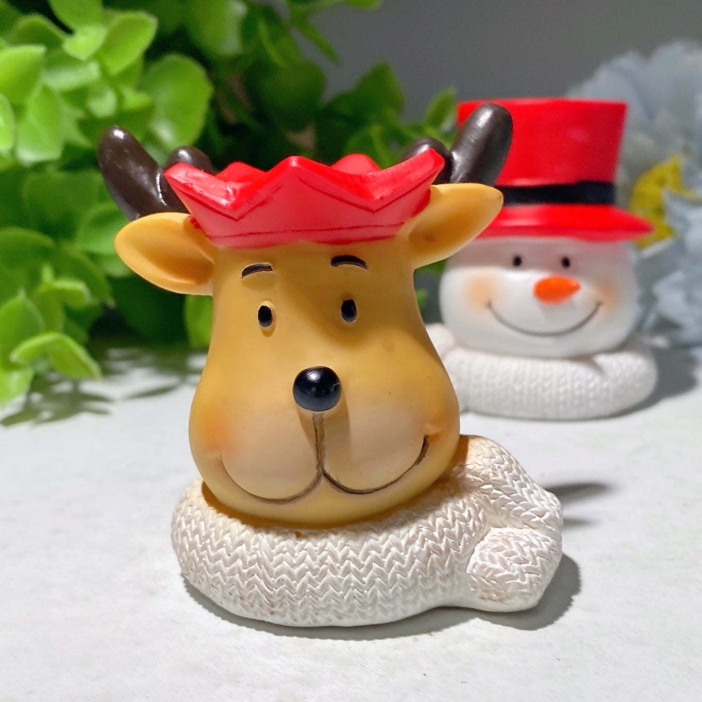 2.1" Resin Deer Snowman Sphere Stand for Christmas Crystal Healing Bulk Wholesale