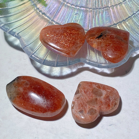 1.2"-1.5" Golden Sunstone Heart Palms Bag Crystal Healing Bulk Wholesale