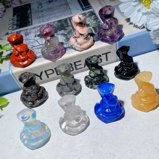 1.4" Mixed Crystal Snake Carvings Crystal Healing Bulk Wholesale