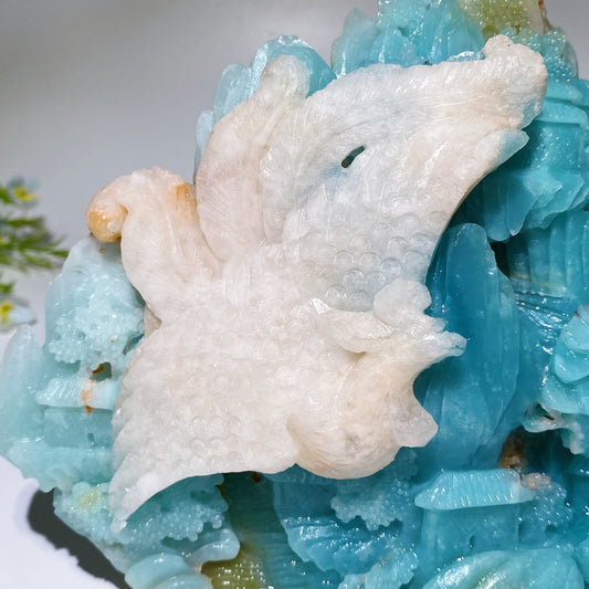 24cm Unique Hand Carved Caribbean Calcite Phoenix Mountain Free Form Crystal Healing Bulk Wholesale