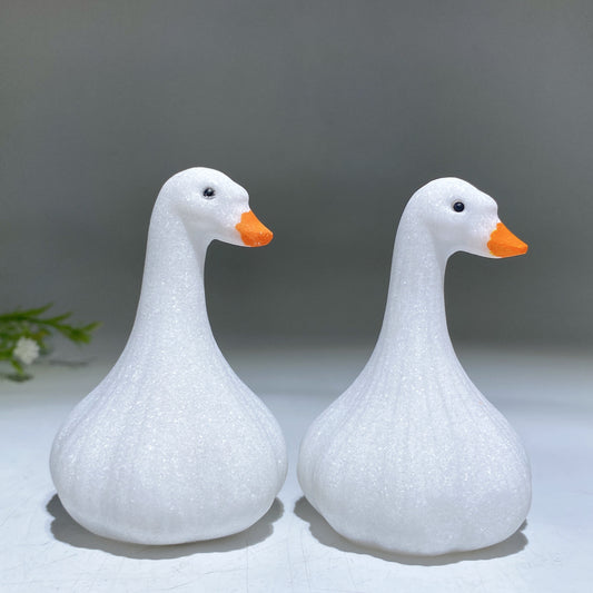 3.1" White Jade Garlic Swan Carving Crystal Healing Bulk Wholesale