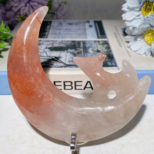 4.6"-6.0" Africa Blood Stone Moon Fox Carvings Crystal Healing Bulk Wholesale