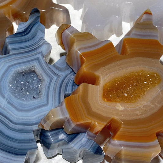 3.0" Druzy Agate Snowflake Carvings Crystal Healing Bulk Wholesale