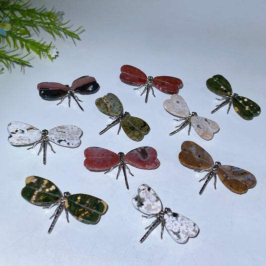 Ocean Jasper Dragonfly Carving Crystal Healing Bulk Wholesale