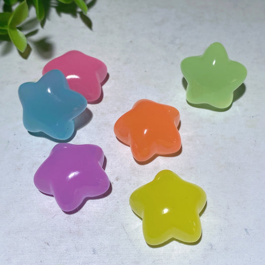 25mm Colorful Luminous Star Carvings Crystal Healing Bulk Wholesale