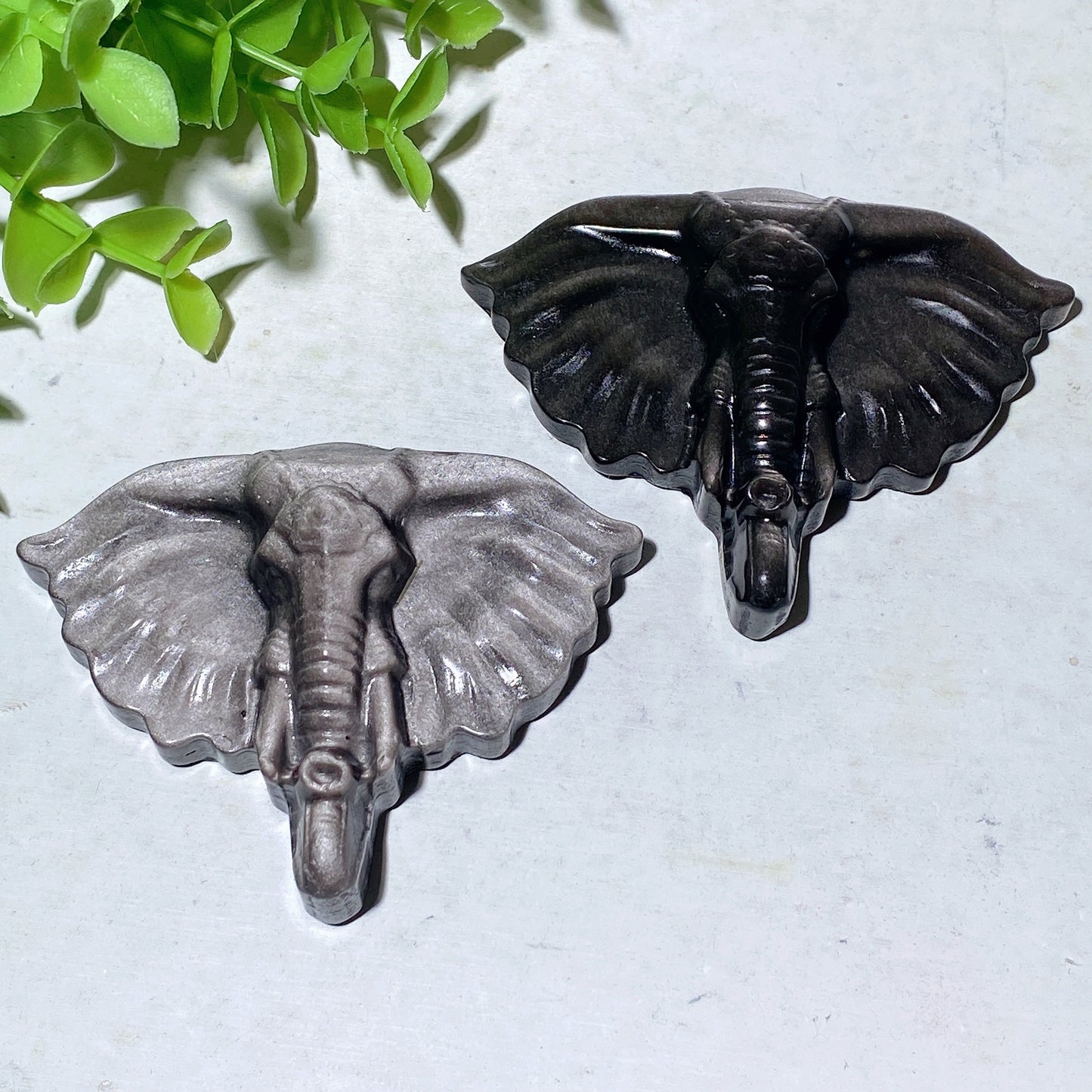 3.0" Silver Obsidian Elephant Carvings Crystal Healing Bulk Wholesale