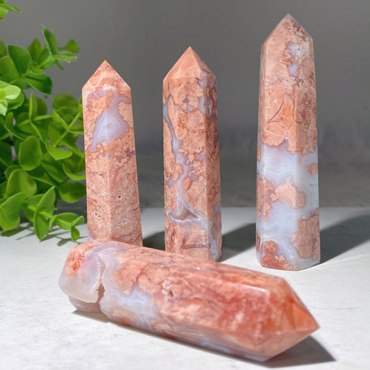 2.5"-4.0" Pink Flower Agate Points Crystal Healing Bulk Wholesale