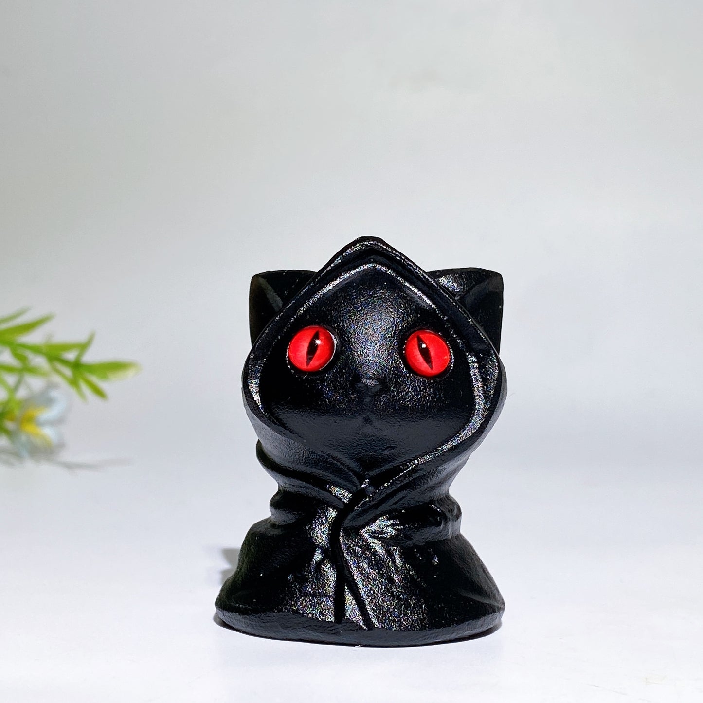 2.0" Black Obsidian Halloween Cat Carving Crystal Healing Bulk Wholesale