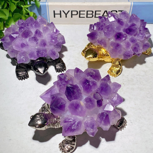 4.3" Amethyst Clusters Tortoise Free Form Crystal Healing Bulk Wholesale
