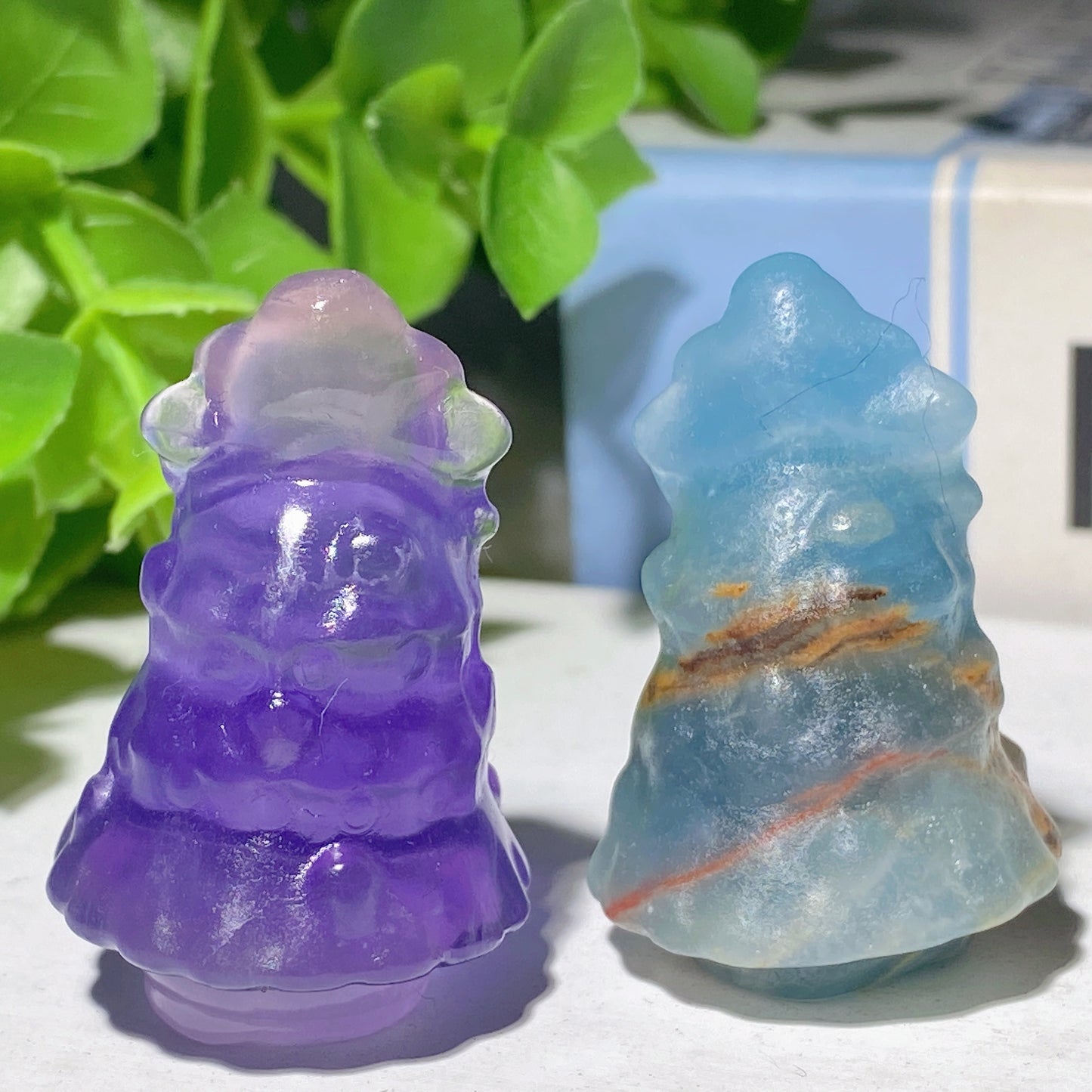 1.4" Mixed Crystal Tree Carvings for Christmas Decor Crystal Healing Bulk Wholesale