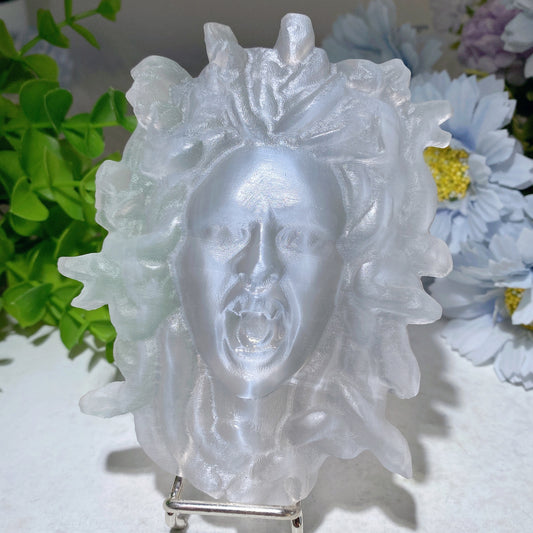 4.6" Selenite Slab Medusa Carvings Crystal Healing Bulk Wholesale