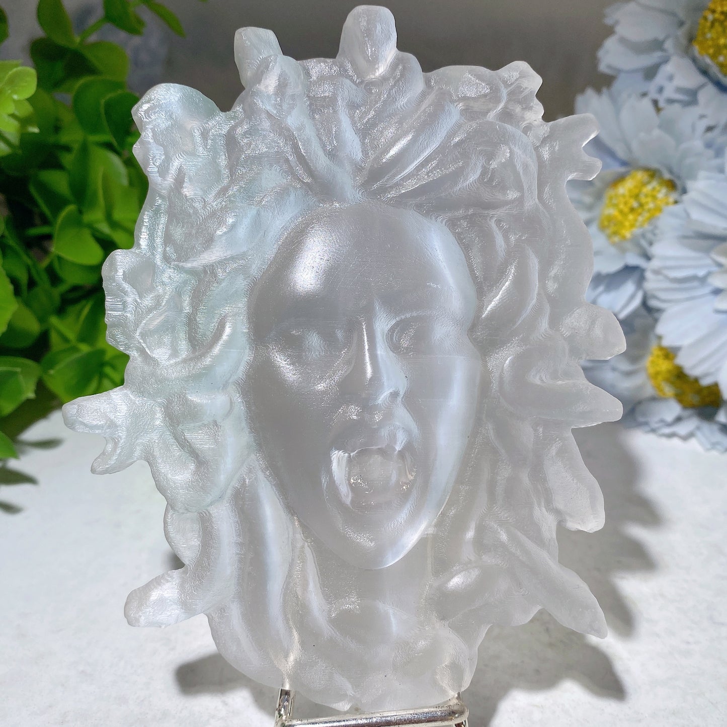 4.6" Selenite Slab Medusa Carvings Crystal Healing Bulk Wholesale