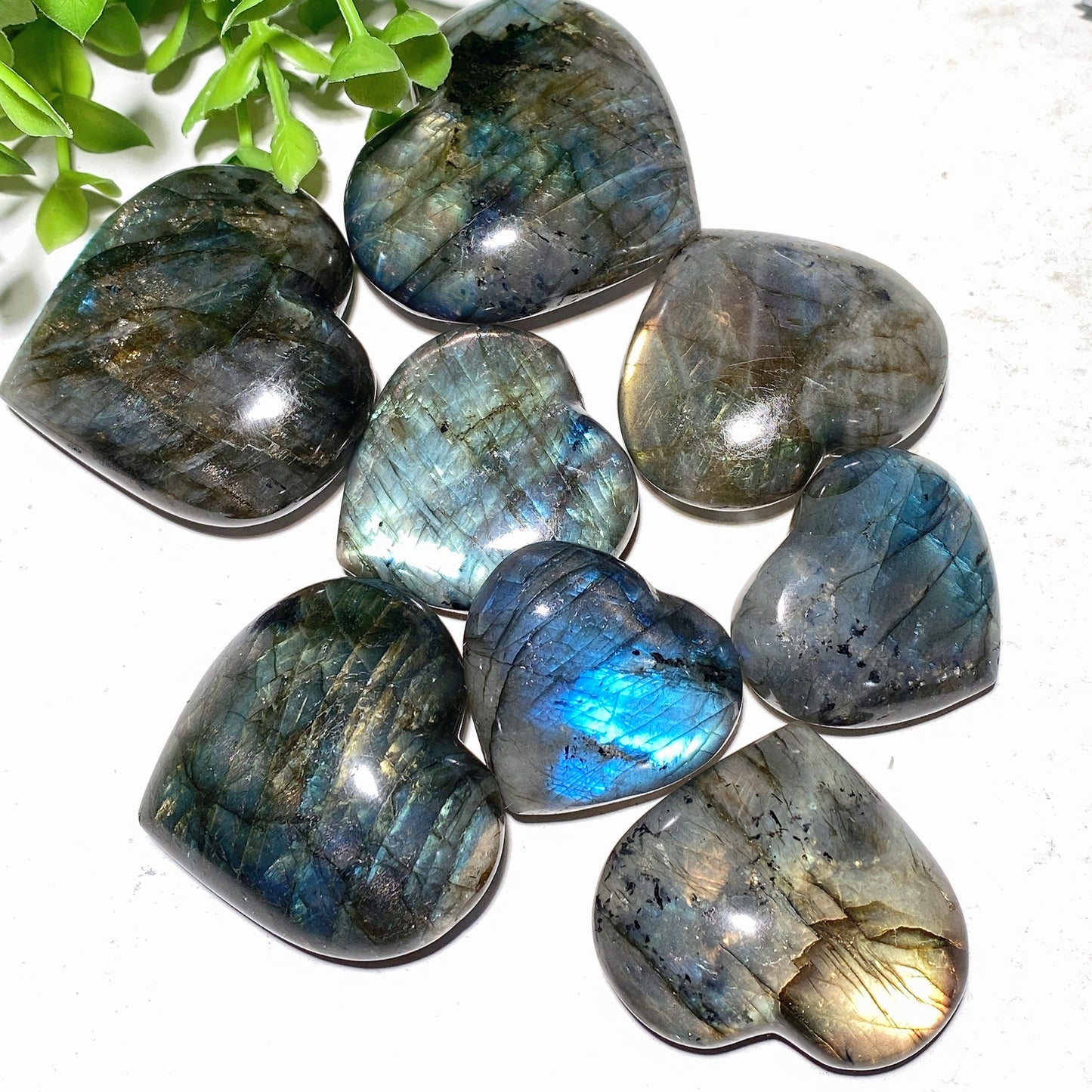 1.2"-2.0" Labradorite Heart Carvings Bag Crystal Healing Bulk Wholesale