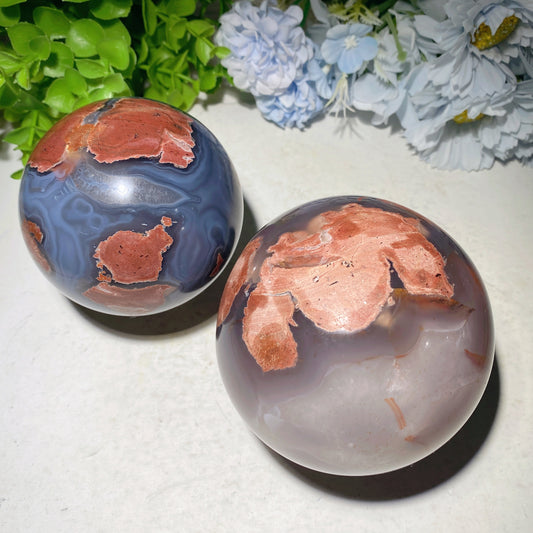 2.5"-4.0" Football Volcanic Agate Sphere Crystal Healing Bulk Wholesale