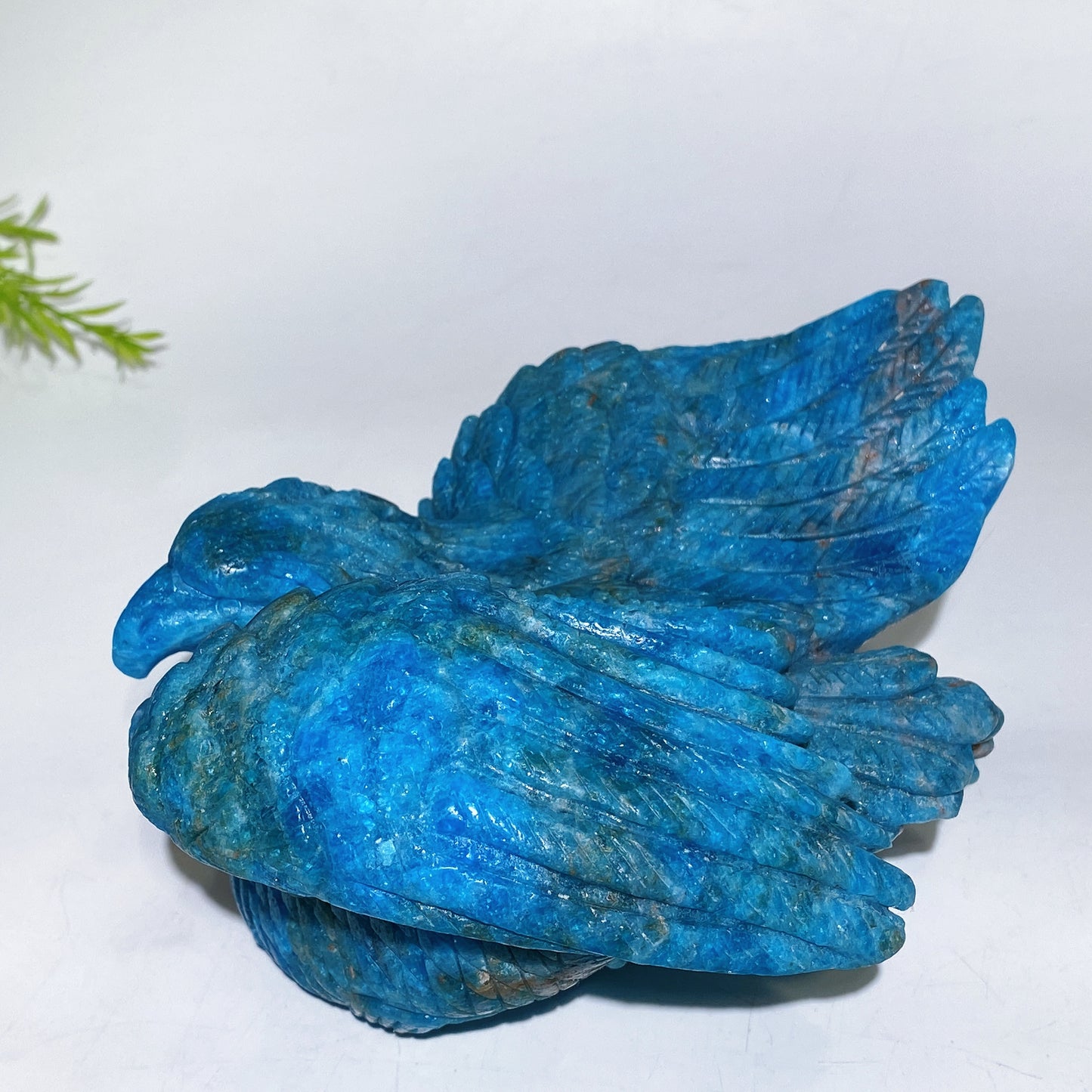 Hand Carved Unique Blue Apatite Eagle Catching Fish Carving Free Form Crystal Healing Bulk Wholesale