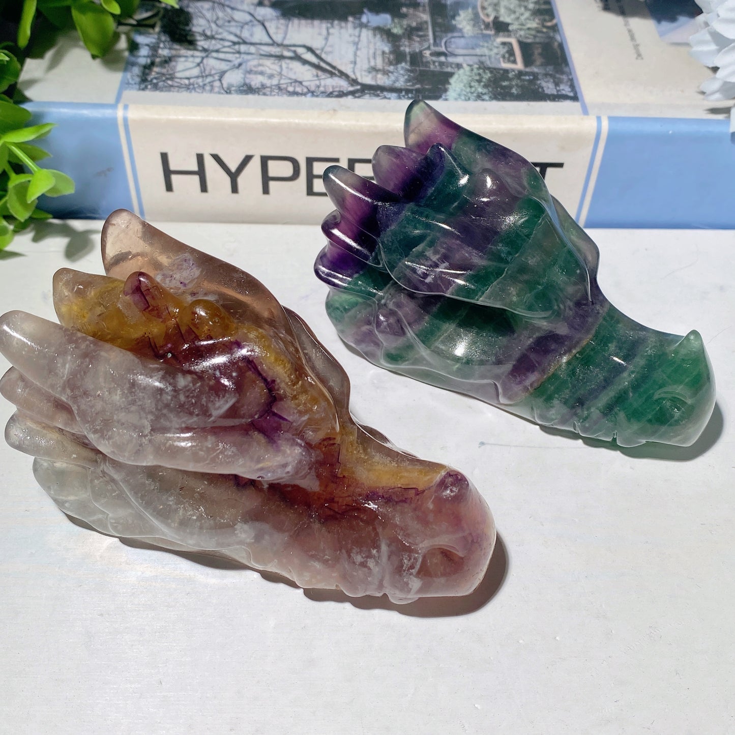 3.7" Fluorite Dragon Head Carvings Crystal Healing Bulk Wholesale