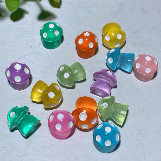 8pcs 12mm Resin Luminous Mini Mushroom Carvings Crystal Healing Bulk Wholesale