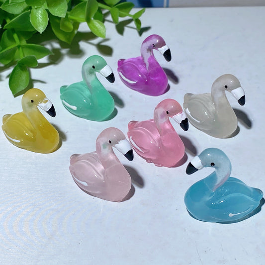 3pcs 26mm Reesin Luminous Mini Flamingo Carvings Crystal Healing Bulk Wholesale