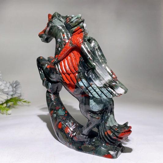 Hand Carved Unique Africa Blood Stone Unicorn Carving Crystal Healing Bulk Wholesale