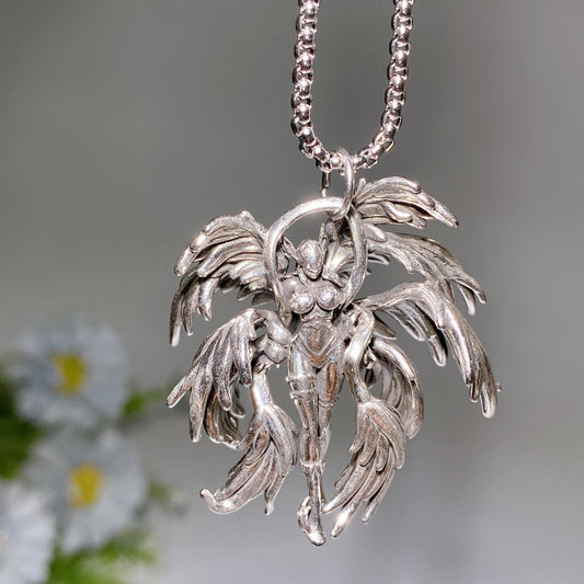 Metal Silver Angemon Necklace Crystal Healing Bulk Wholesale