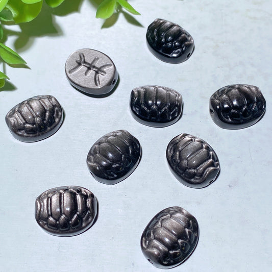 15-20mm Drilled Silver Obsidian Golden Obsidian Surface for DIY Jewelry Crystal Healing Bulk Wholesale