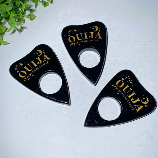 3.9" Black Obsidian Ouija Borad with Golden Printing Carvings Crystal Healing Bulk Wholesale