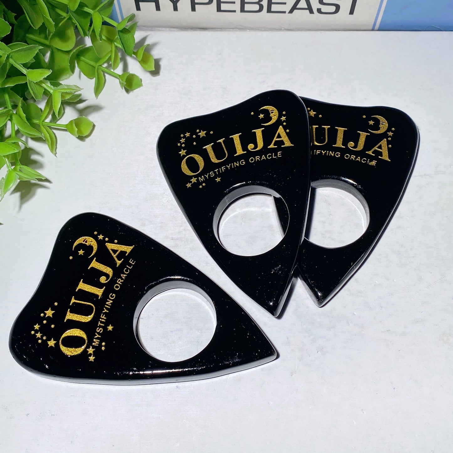 3.9" Black Obsidian Ouija Borad with Golden Printing Carvings Crystal Healing Bulk Wholesale