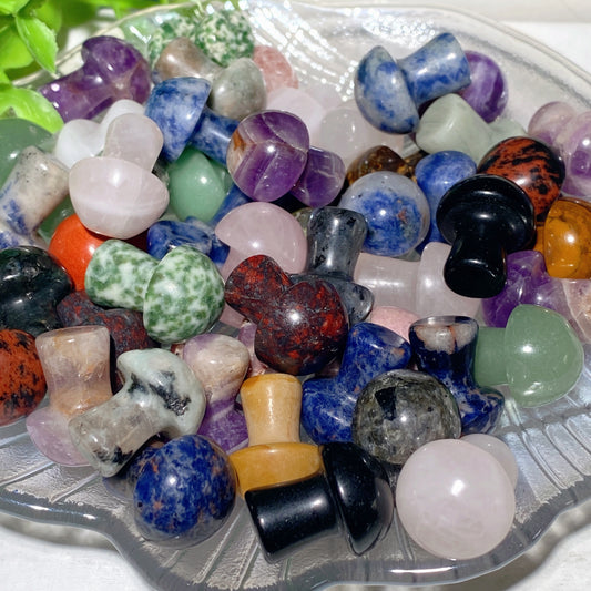 20mm Mixed Crystal Mini Mushroom Carvings Crystal Healing Bulk Wholesale