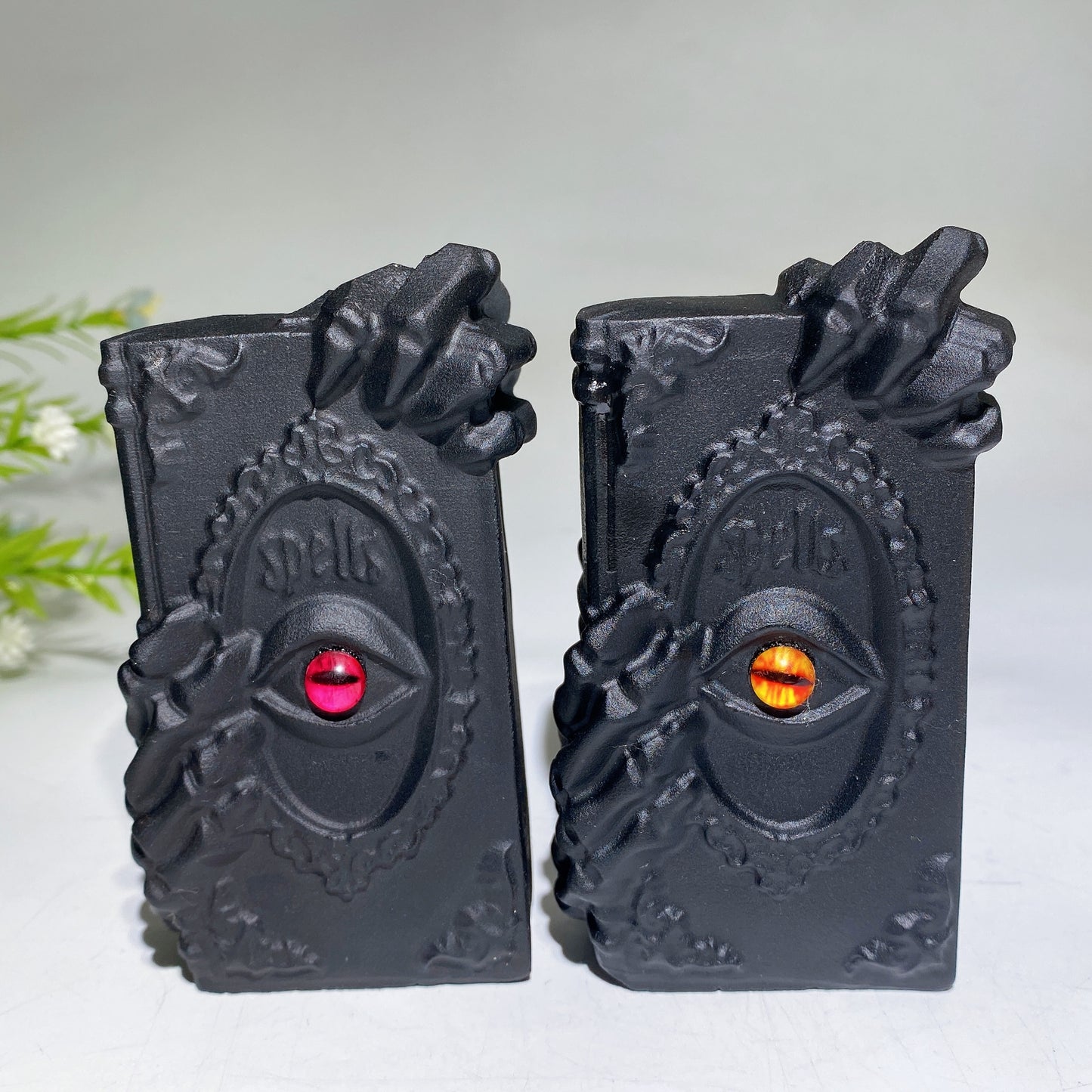 4.0" Black Obsidian Spells Bok Carving Crystal Healing Bulk Wholesale