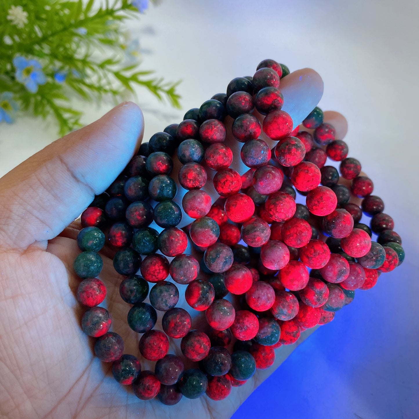 6mm 8mm Ruby In Kyanite UV Reactive Bracelet Crystal Healing Bulk Wholesale