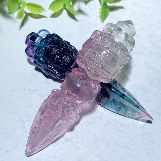 3.1" Fluorite Vajra Pestle Carvings Pendant Crystal Healing Bulk Wholesale