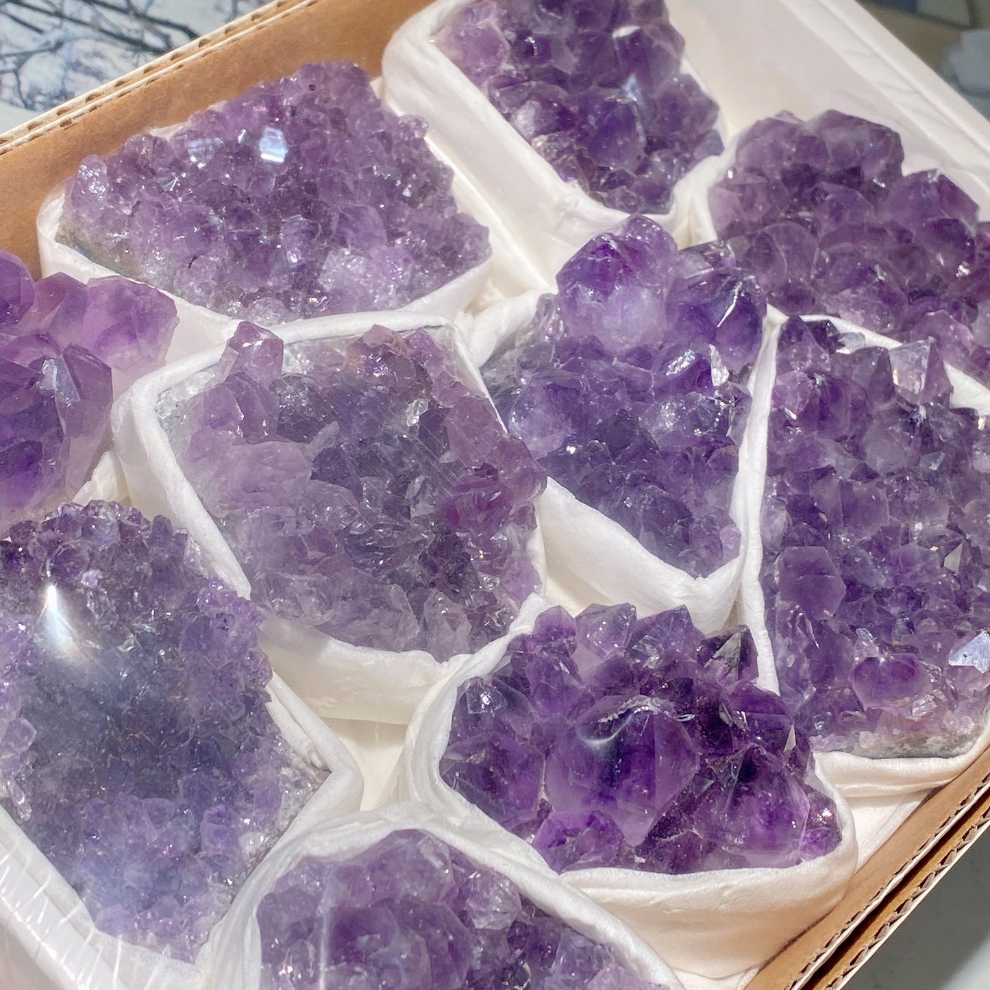 Amethyst Clusters Box Collection Crystal Healing Bulk Wholesale