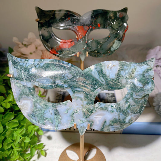 6.2" Cat Mask Carvings with Stand Crystal Healing Bulk Wholesale