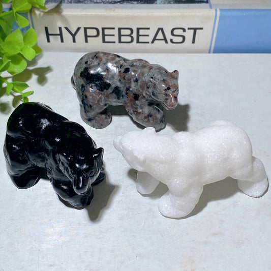 3.1" Mixed Crystal Polar Bear Carvings Crystal Healing Bulk Wholesale