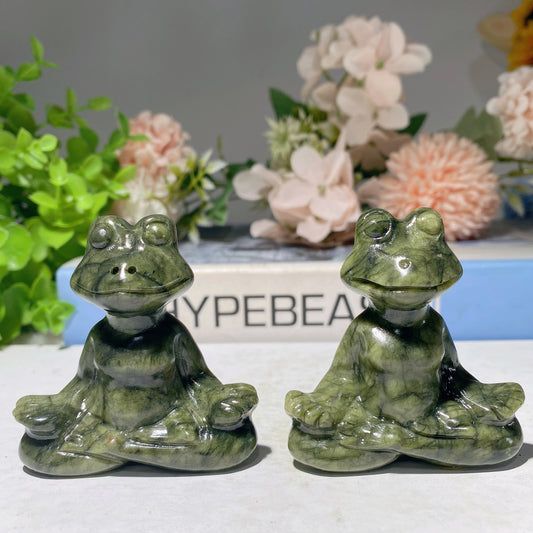 2.3"-3.0" Serpentine Yoga Frog Carvings Crystal Healing Bulk Wholesale