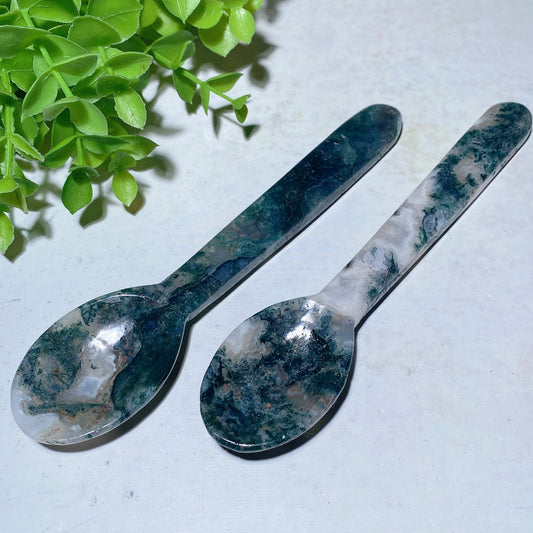 6.0" Moss Agate Spoon Carvings Crystal Healing Bulk Wholesale