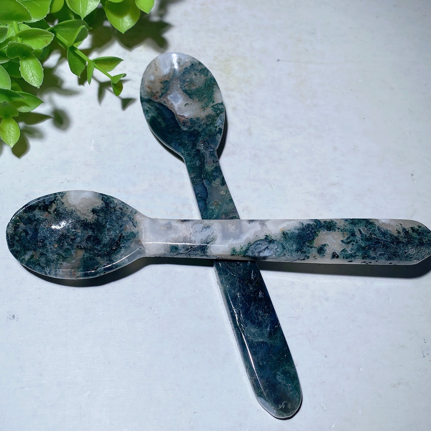 6.0" Moss Agate Spoon Carvings Crystal Healing Bulk Wholesale
