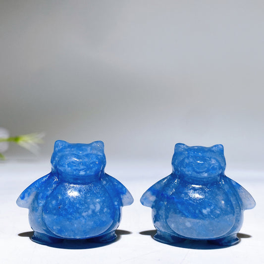 1.1" Blue Aventurine Snorlax Pokemon Carving Crystal Healing Bulk Wholesale