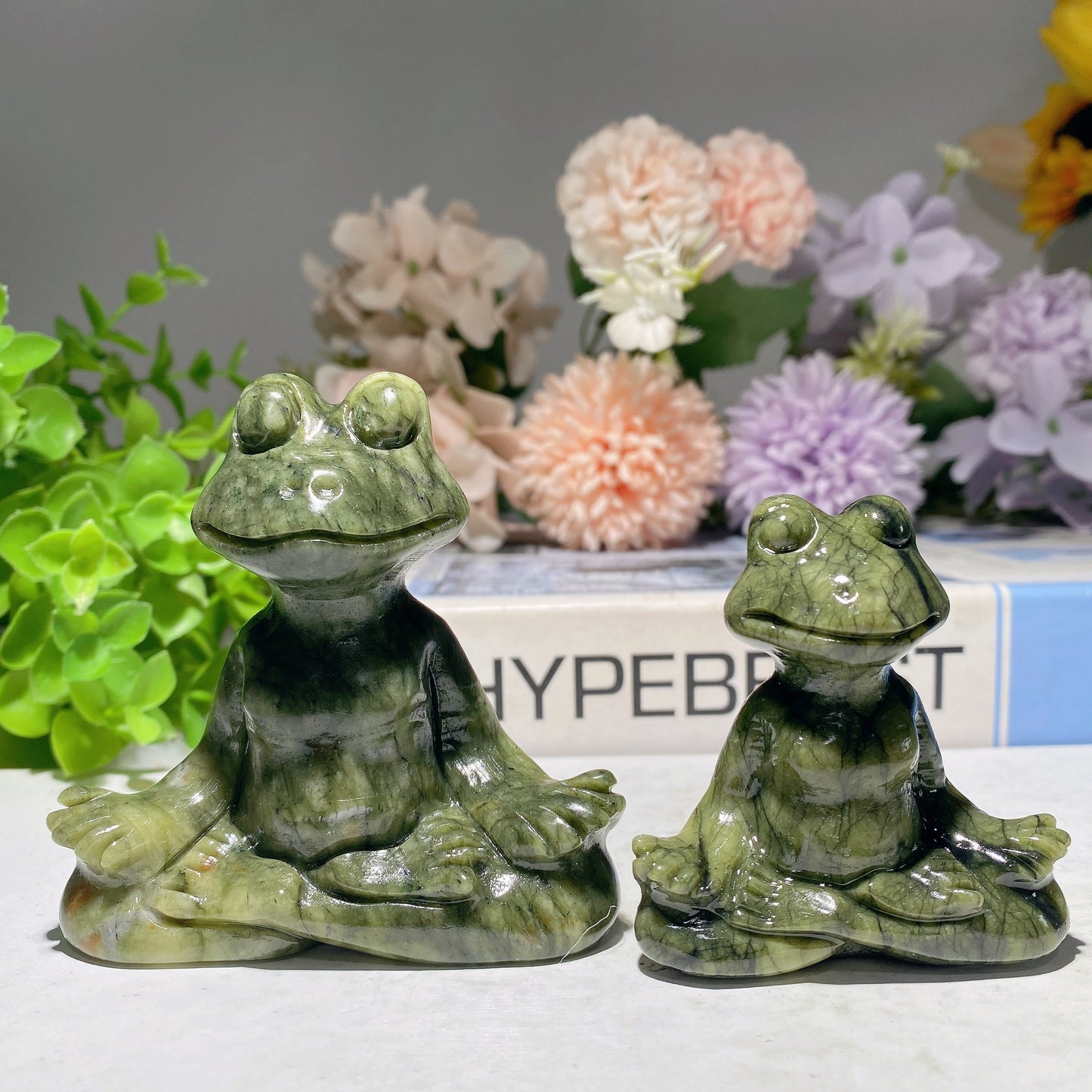 2.3"-3.0" Serpentine Yoga Frog Carvings Crystal Healing Bulk Wholesale