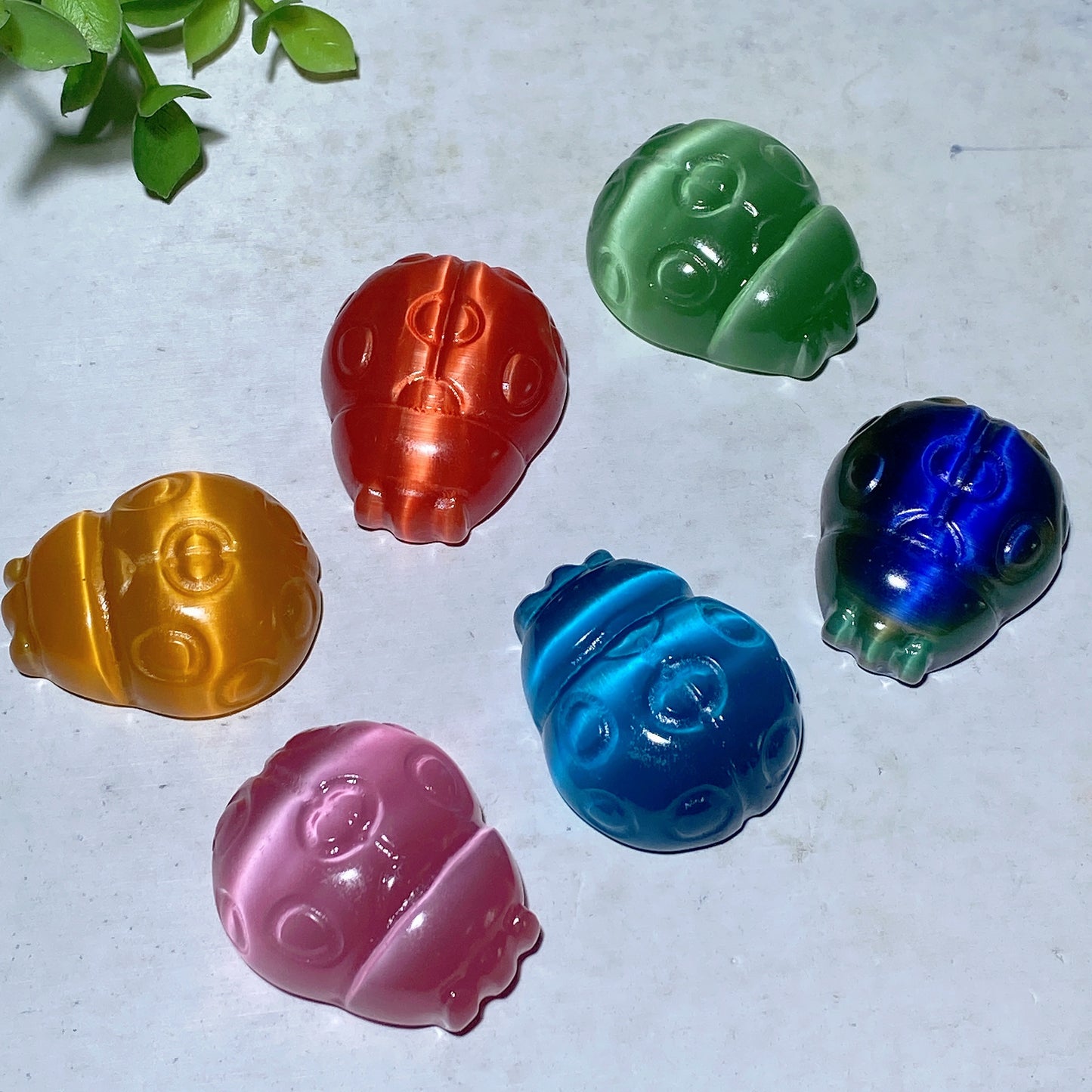1.3" Mixed Cat's Eye Ladybug Carvings Crystal Healing Bulk Wholesale