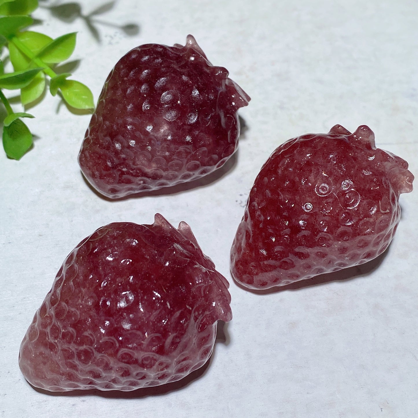 1.9" Strawberry Quartz Strawberry Shape Carvings Crystal Healing Bulk Wholesale