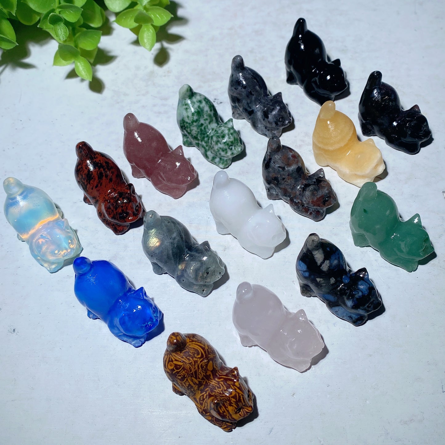 1.2" Mixed Crystal Mini Cat Carvings Crystal Healing Bulk Wholesale