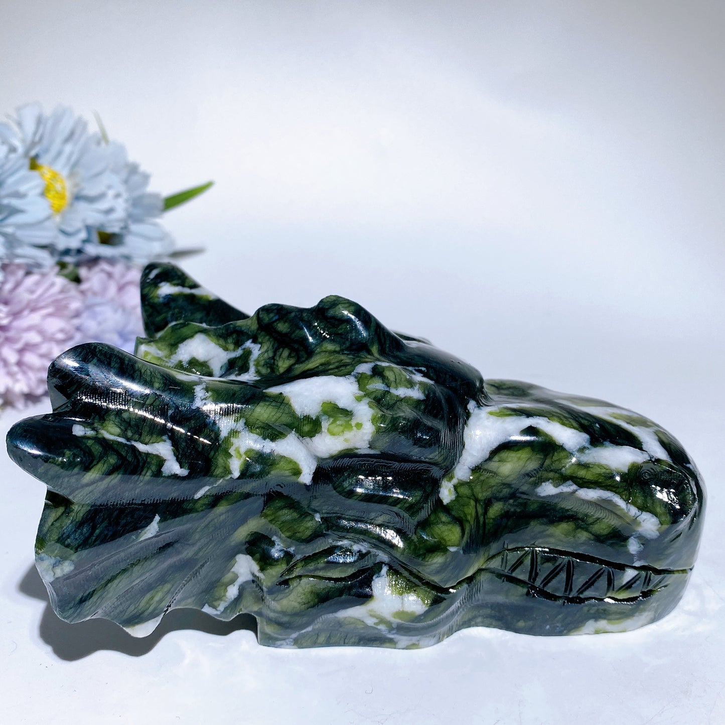 14cm Serpentine Dragon Head Carving Crystal Healing Bulk Wholesale