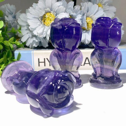 3.0"-3.2" Fluorite Rose Flower Carvings Crystal Healing Bulk Wholesale