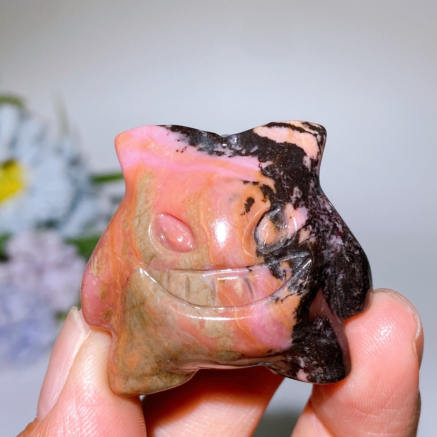 1.3" Rhodonite Gengar Carving Crystal Healing Bulk Wholesale