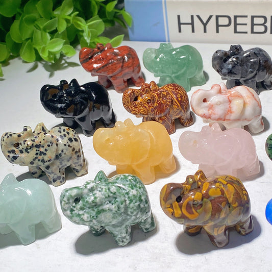 1.5" Mixed Crystal Mini Elephant Carvings Crystal Healing Bulk Wholesale