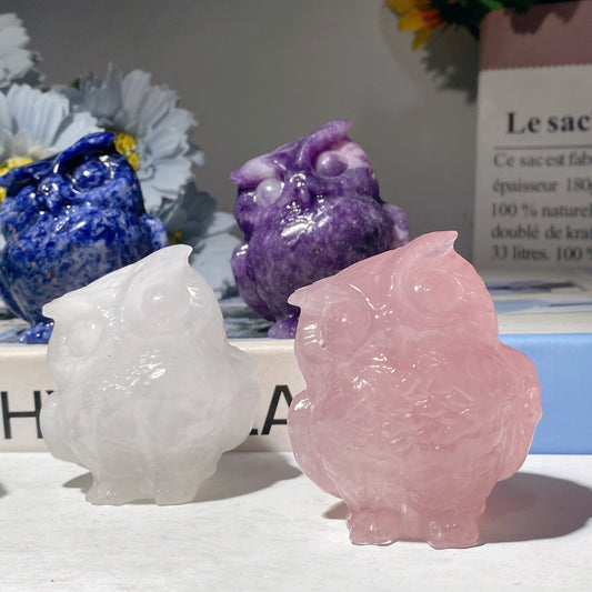 2.4" Mixed Crystal Owl Carvings Crystal Healing Bulk Wholesale